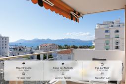3 chambres grande terrasse vue mer à 20 min du Palais des Festivals